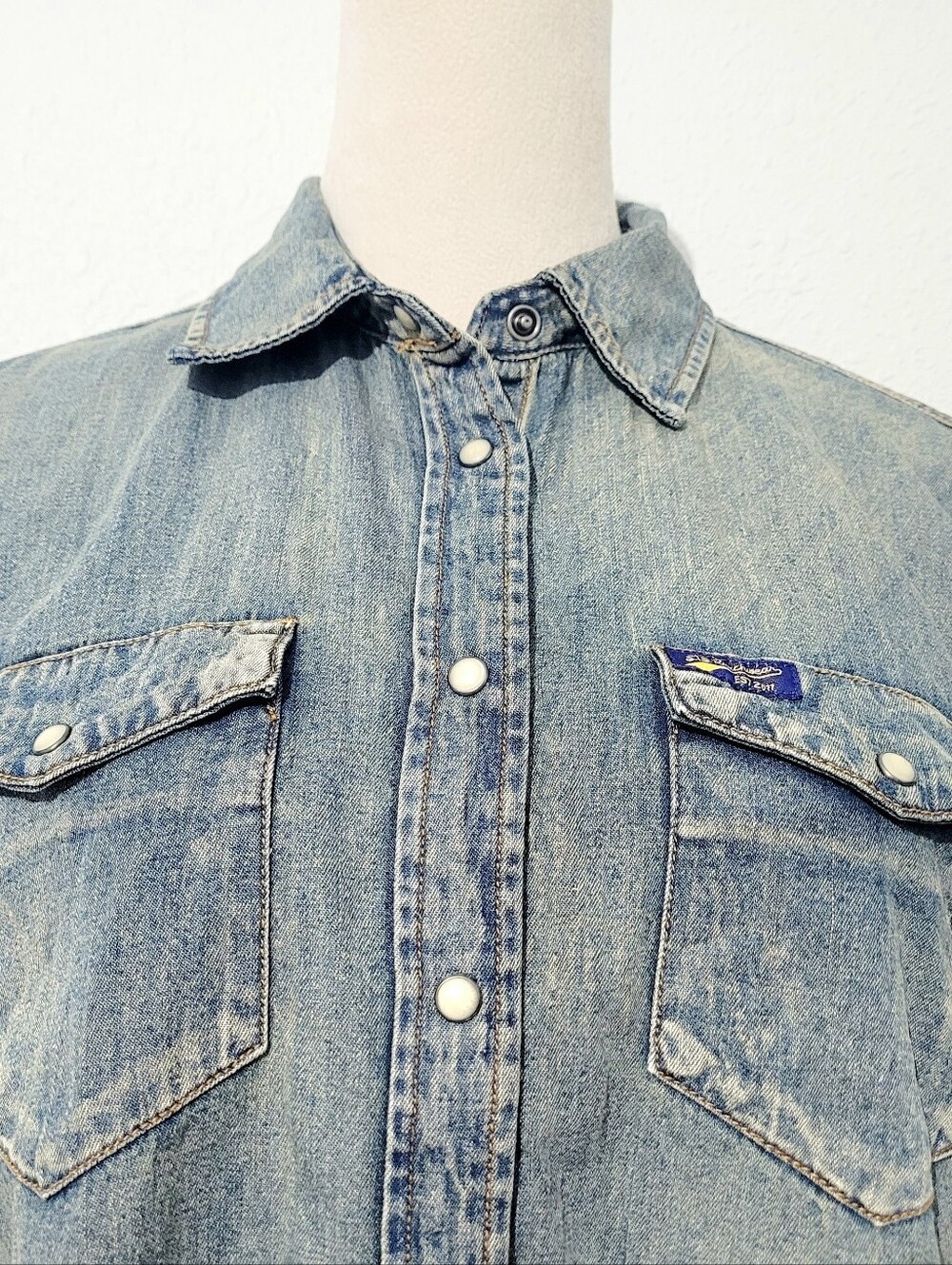 STS Ranchwear Western Denim Snap Shirt Women's Size Large 100% Cotton Pearl Snap - Picture 3 of 15